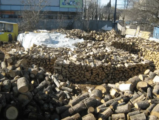 Oak firewood full warehouse storage